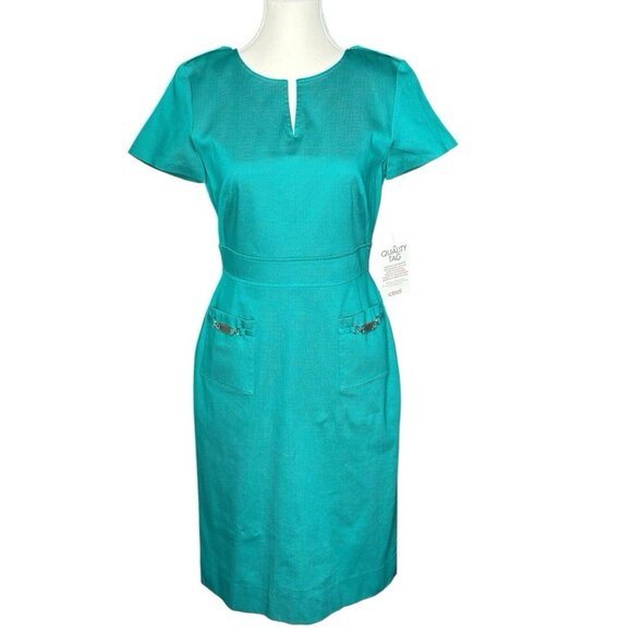Tahari Women's NWT Turquoise Linny Business Career Shift Dress 4/C34 - Picture 1 of 16
